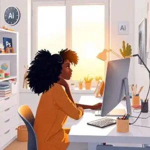 modern-style-detailled-illustration-a-girl-of-blac-Photo